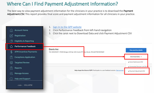 Where to find payment adjustment information