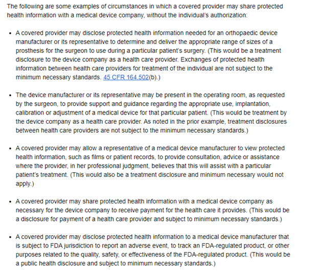 Excerpt from HIPAA Rules 45 CFR 16.502(b)